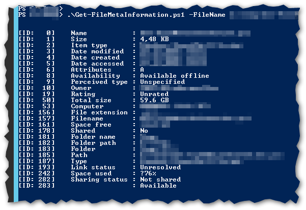 PS: Get-FileMetaInformation