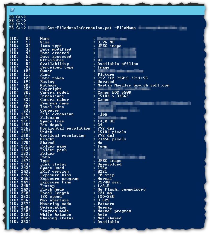 PS: Get-FileMetaInformation